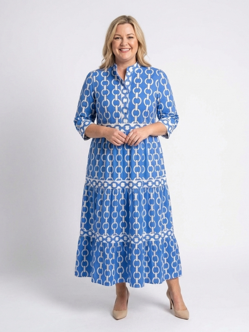 Ella | Vestido midi con estampado de cadenas