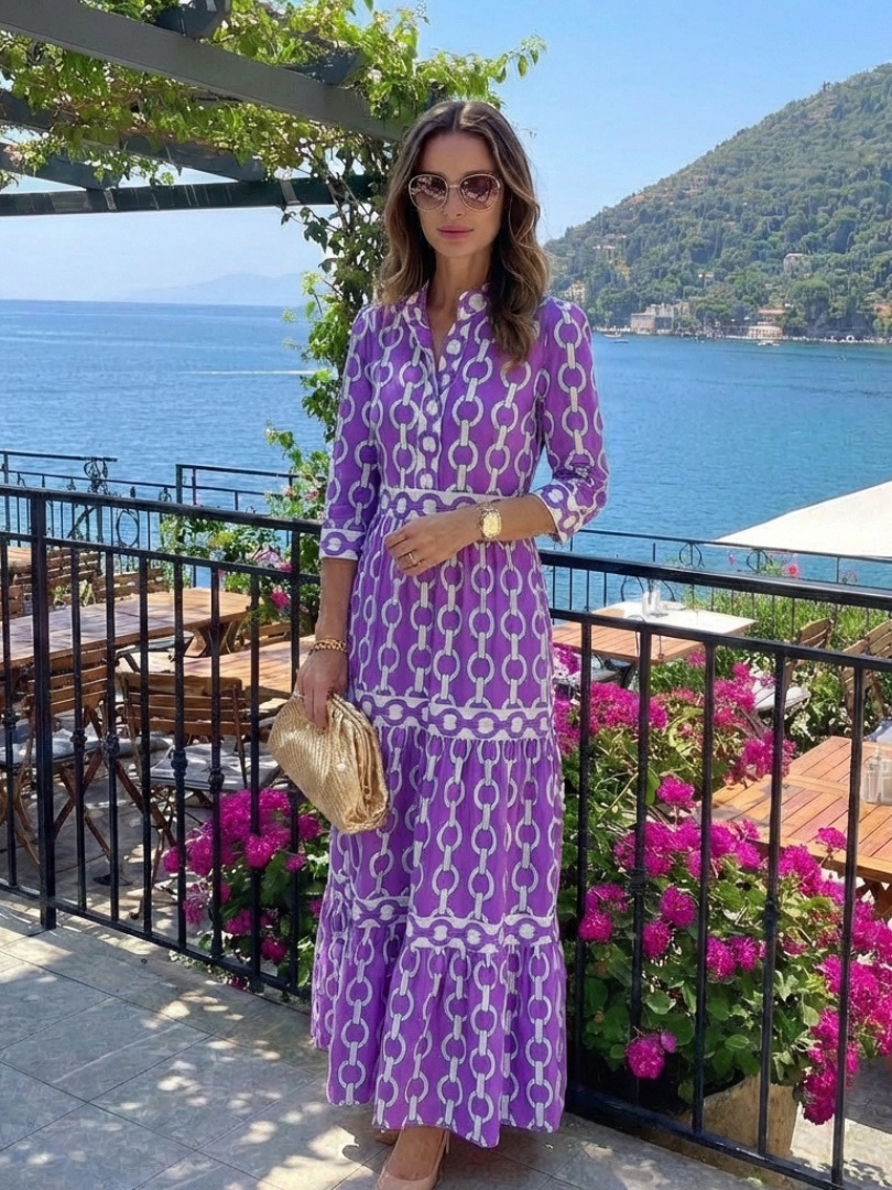 Ella | Vestido midi con estampado de cadenas