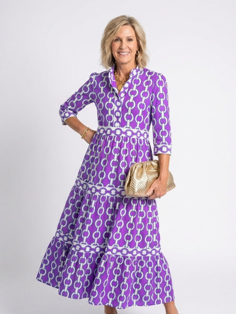 Ella | Vestido midi con estampado de cadenas