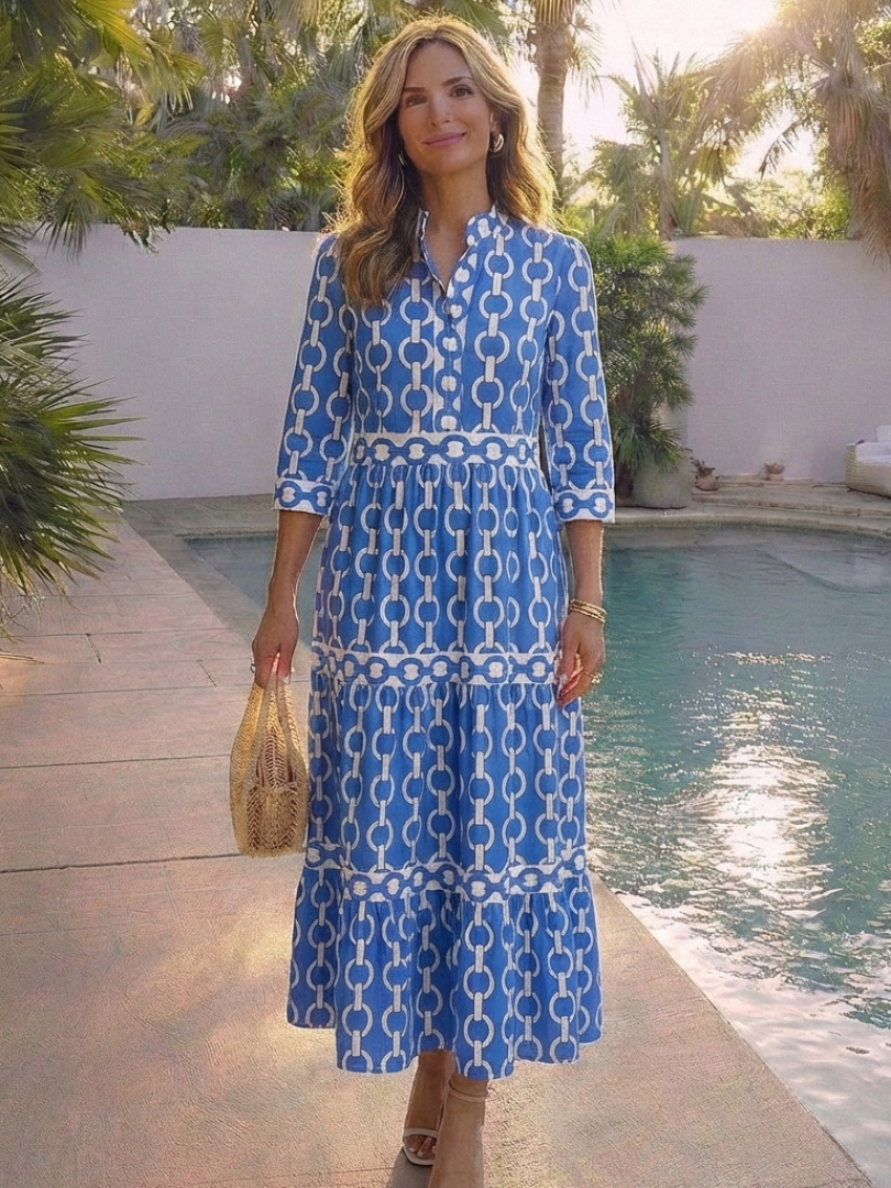 Ella | Vestido midi con estampado de cadenas
