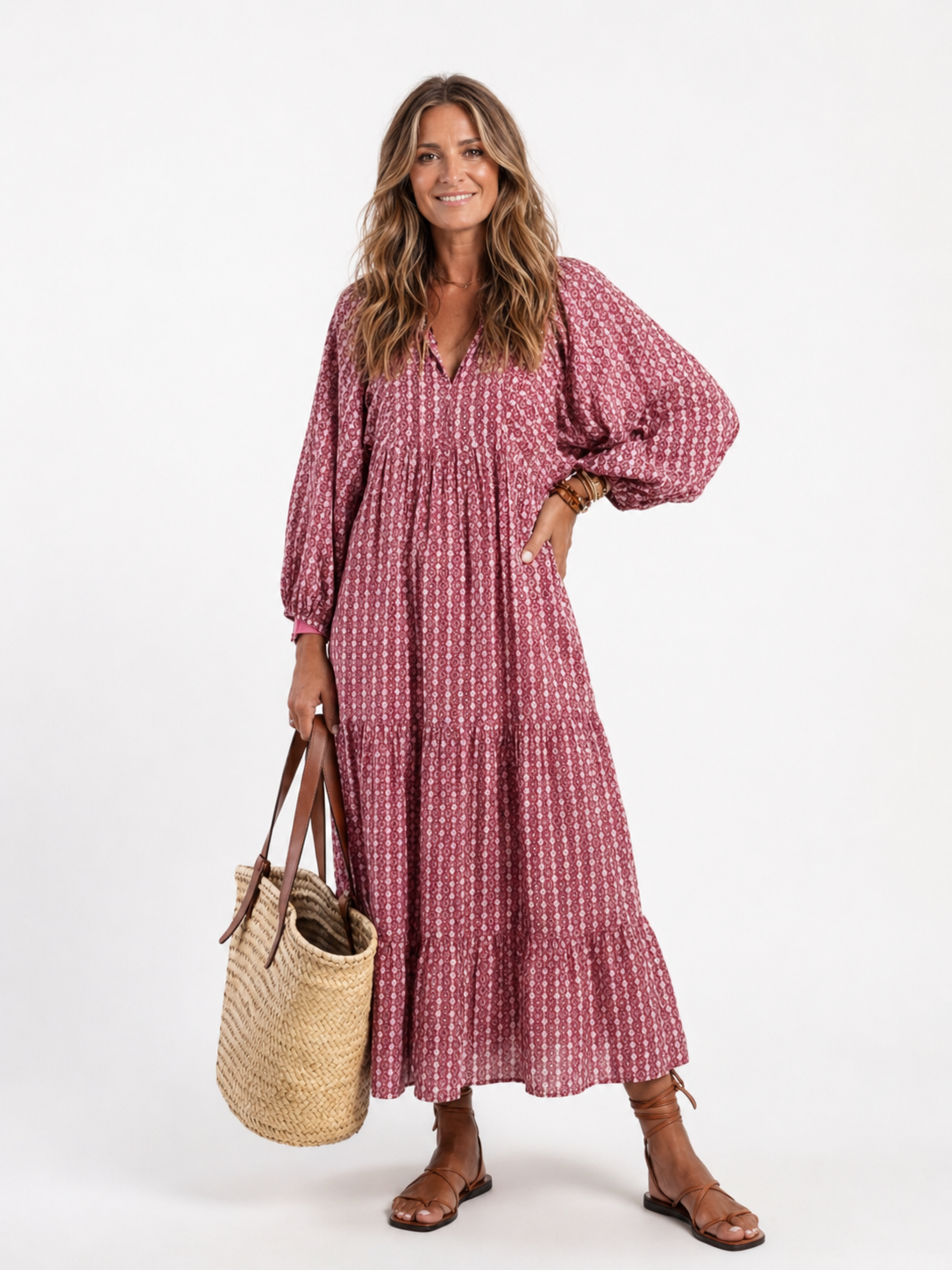Greta | Vestido midi con estampado geométrico