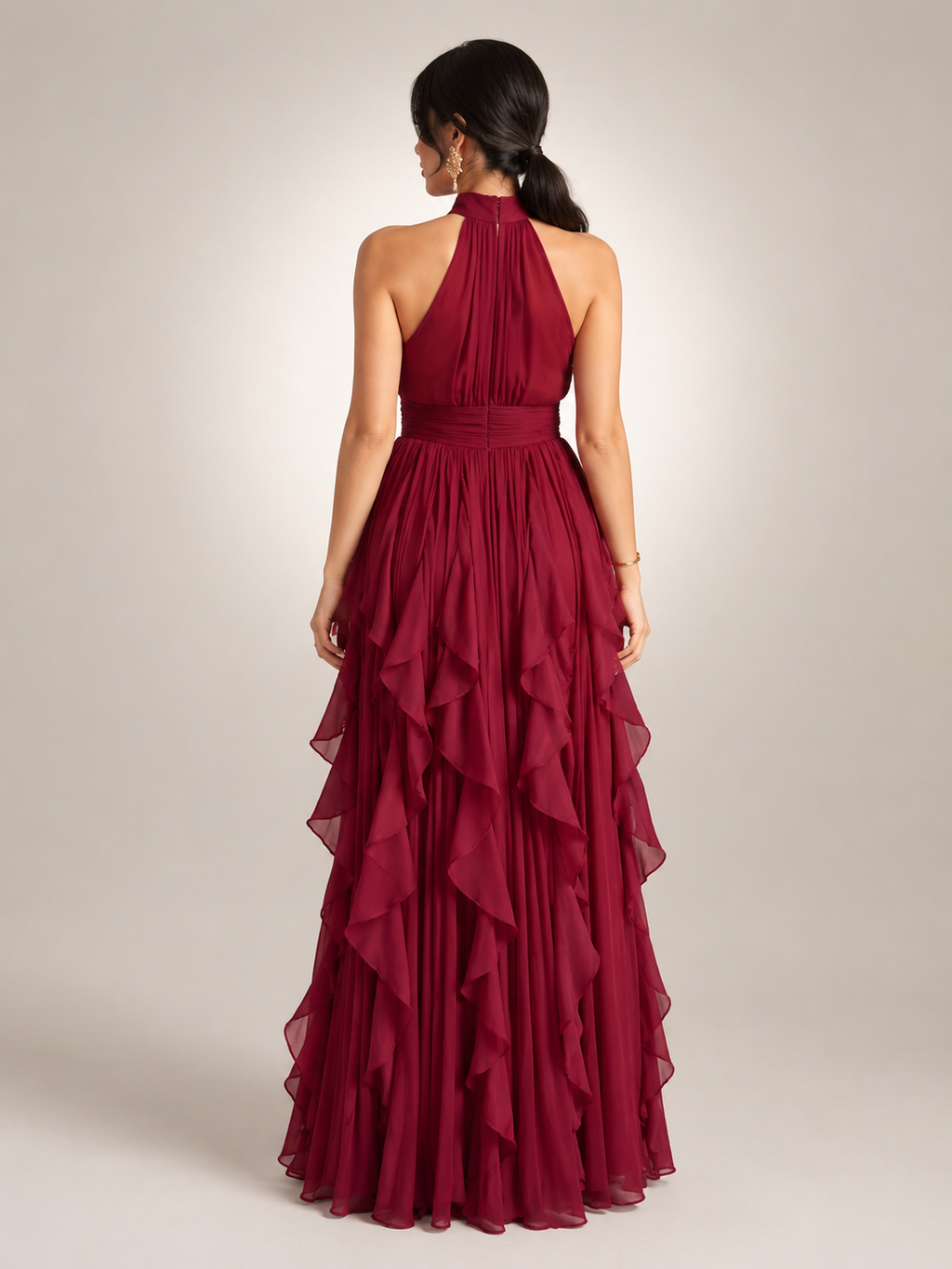 Sidonie | Vestido maxi de cuello halter en línea A