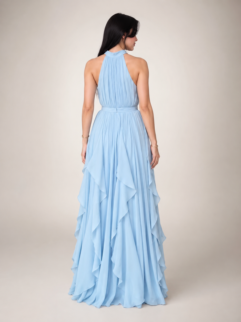 Sidonie | Vestido maxi de cuello halter en línea A