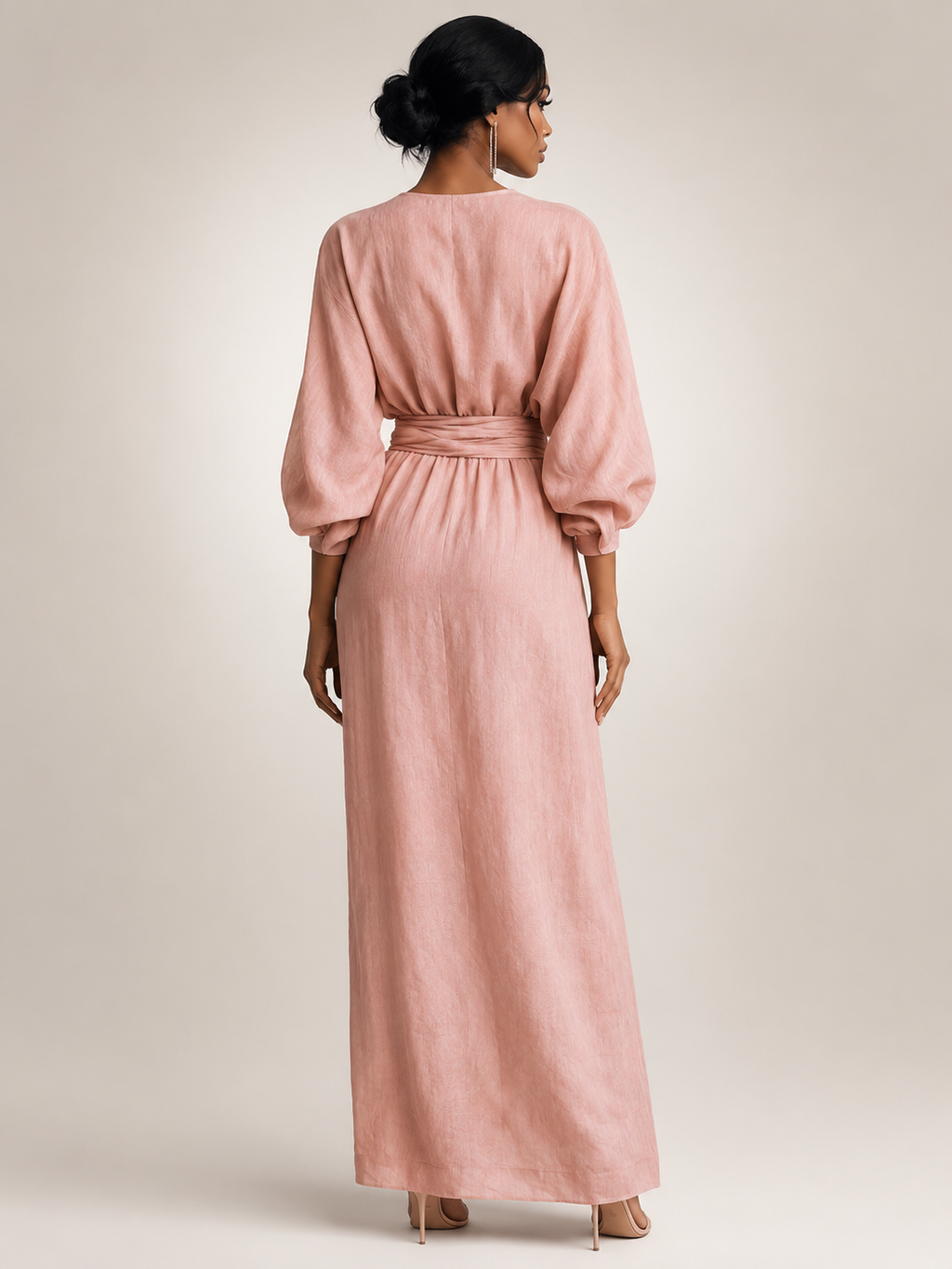 Leonore | Vestido maxi minimalista de lino con escote en V