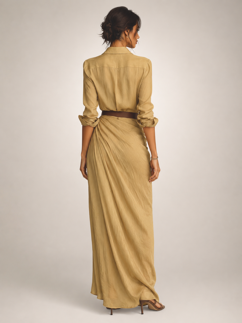 Auguste | Vestido largo elegante con solapas y cinturón