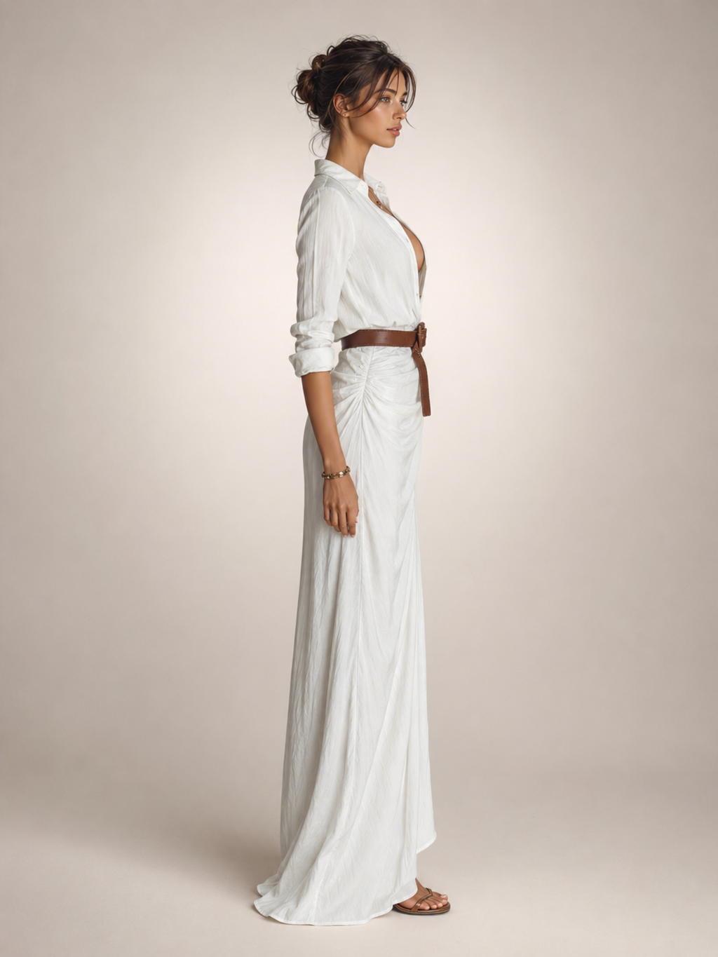 Auguste | Vestido largo elegante con solapas y cinturón