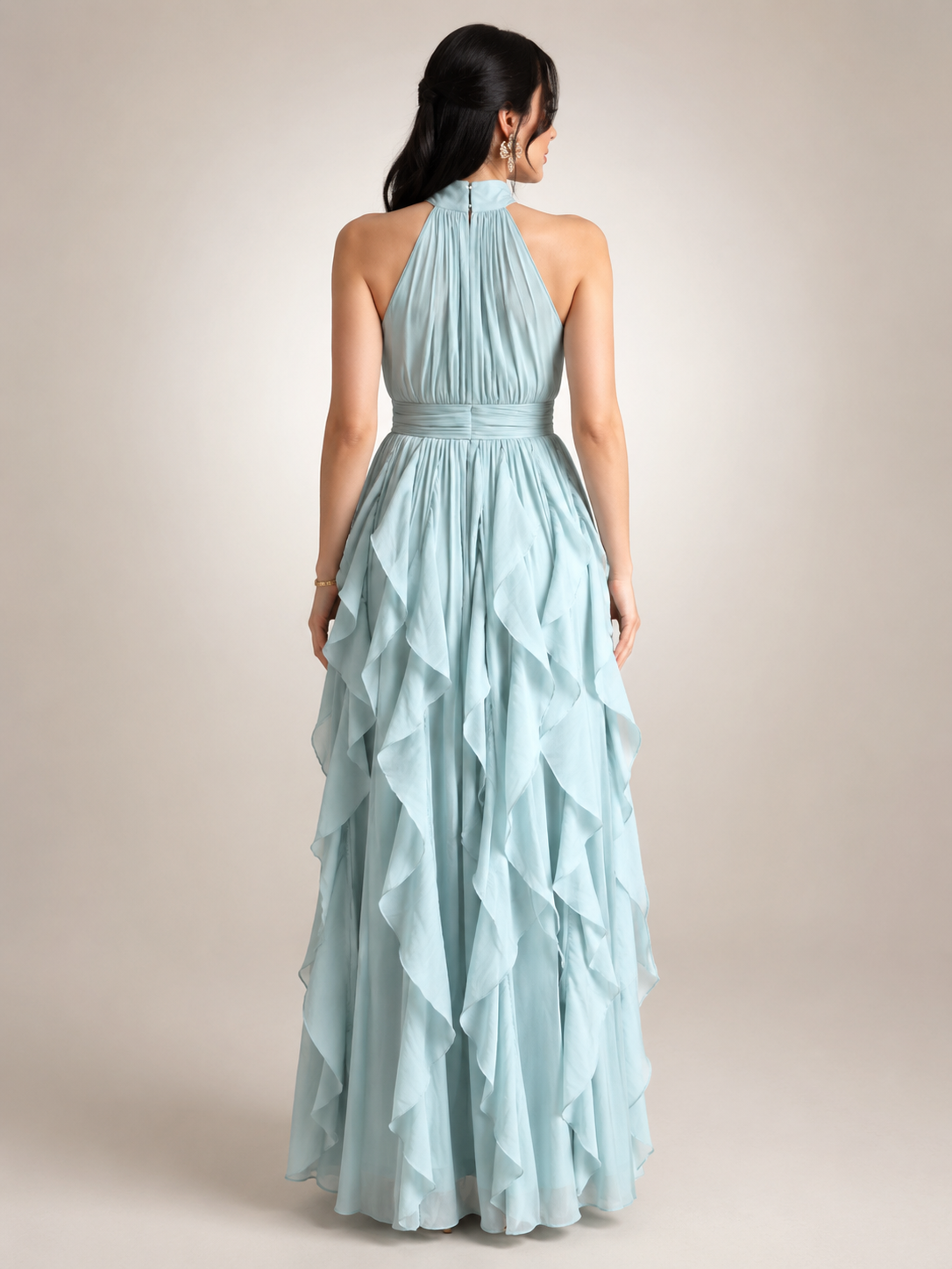 Sidonie | Vestido maxi de cuello halter en línea A