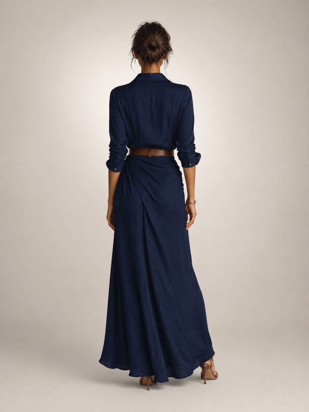 Auguste | Vestido largo elegante con solapas y cinturón