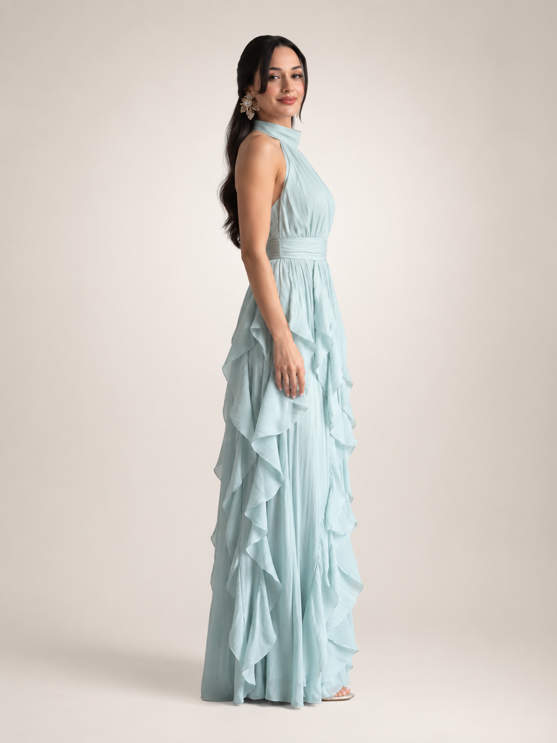 Sidonie | Vestido maxi de cuello halter en línea A