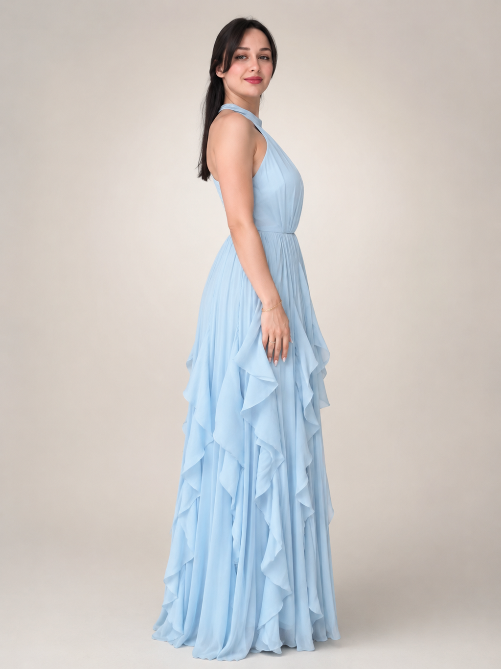 Sidonie | Vestido maxi de cuello halter en línea A
