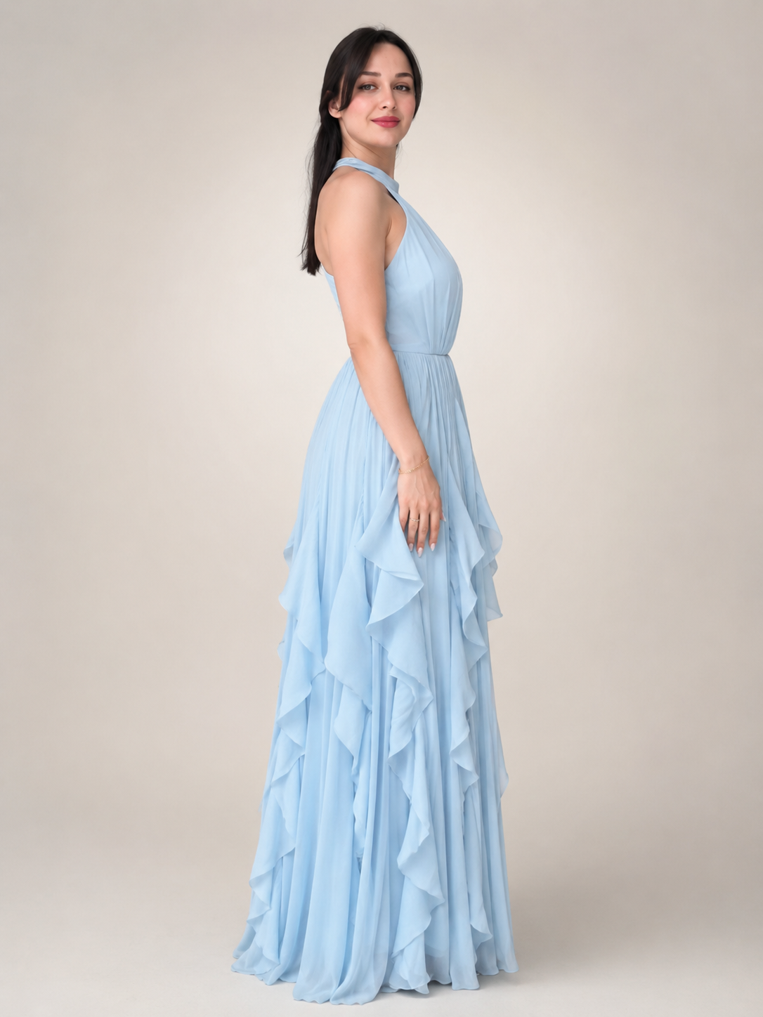 Sidonie | Vestido maxi de cuello halter en línea A