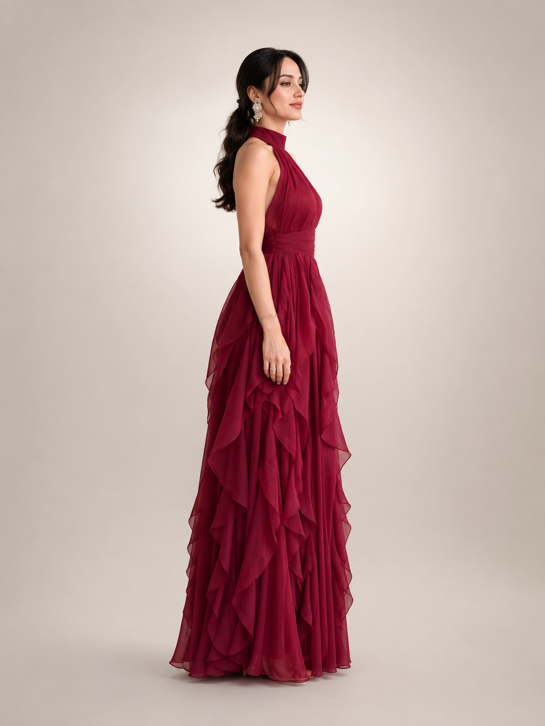 Sidonie | Vestido maxi de cuello halter en línea A