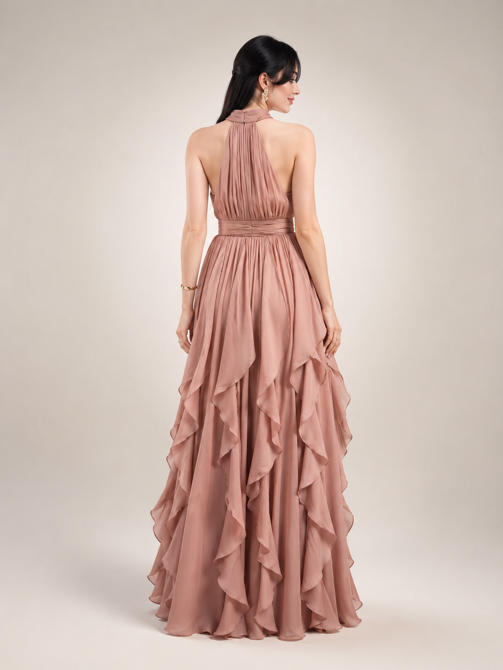 Sidonie | Vestido maxi de cuello halter en línea A