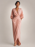 Leonore | Vestido maxi minimalista de lino con escote en V