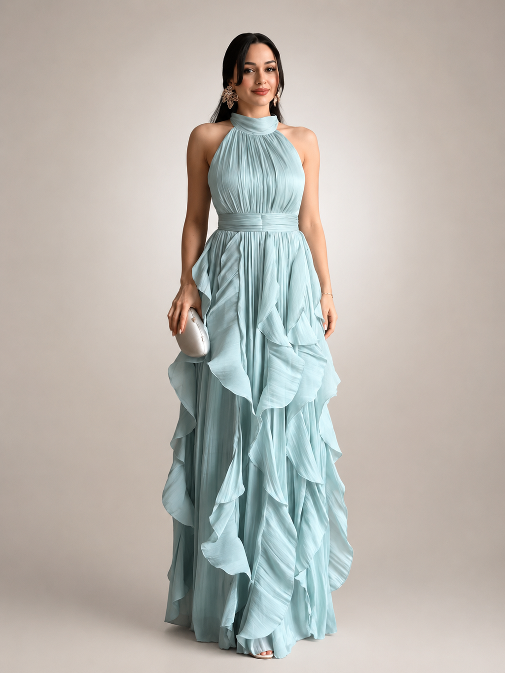 Sidonie | Vestido maxi de cuello halter en línea A