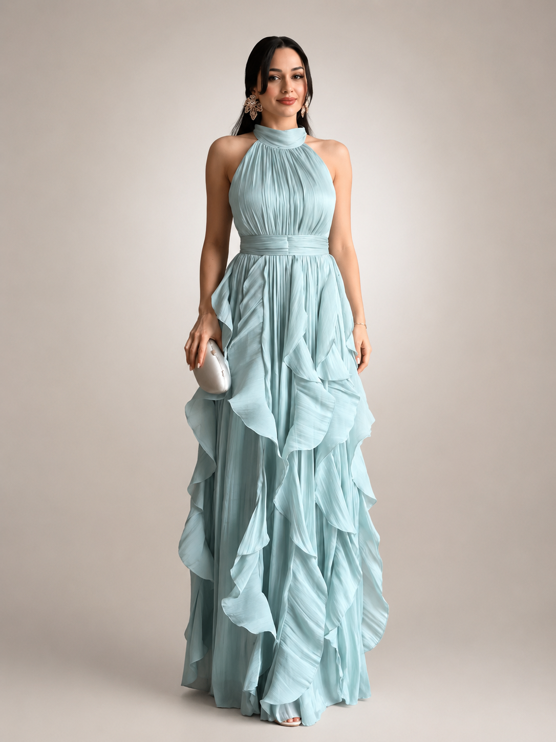 Sidonie | Vestido maxi de cuello halter en línea A