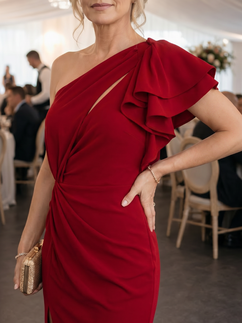Ulrike | Vestido midi asimétrico con parte superior drapeada