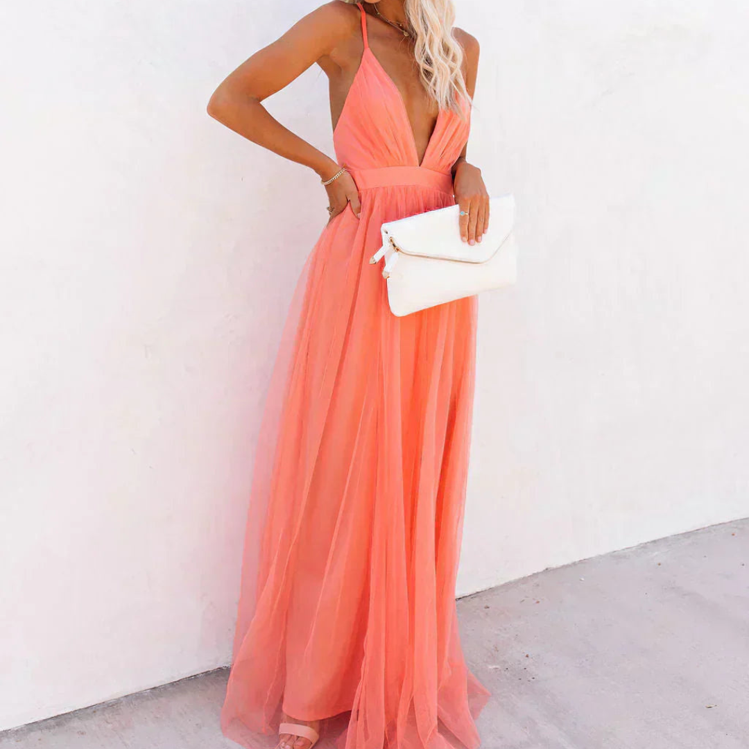 Elsera | Vestido Maxi Lumière Coral
