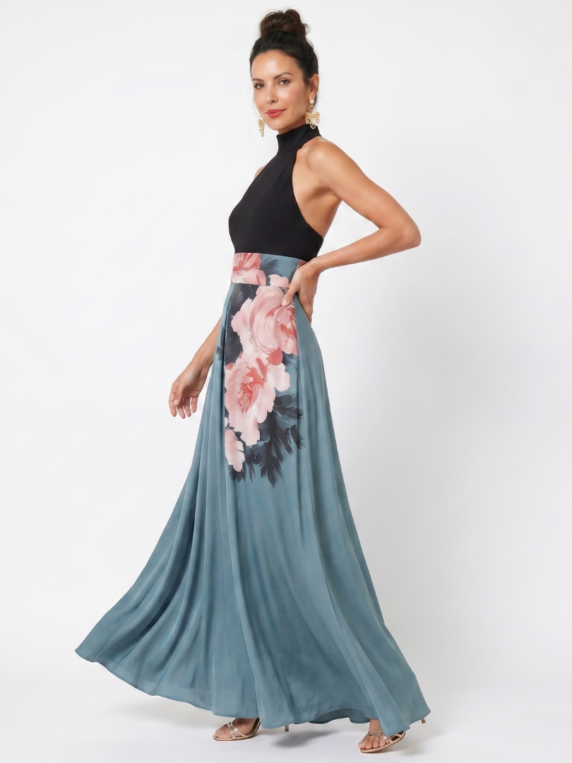 Florentia | Maxi halter con falda floral
