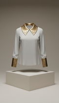 Blusa sedosa con acento metálico dorado