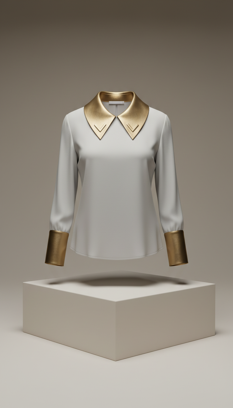 Blusa sedosa con acento metálico dorado