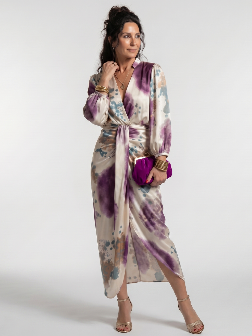 Marlies | Vestido midi cruzado con cinturón anudado