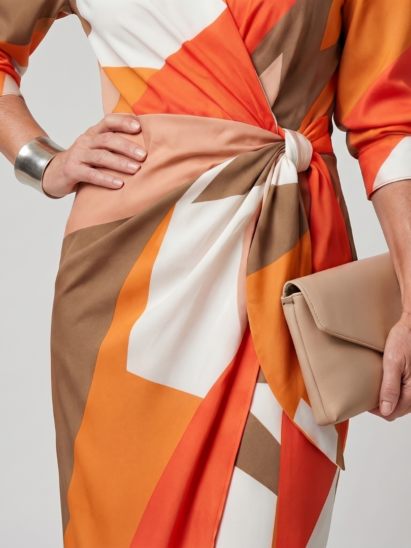 Nora | Vestido cruzado de manga larga con cuello