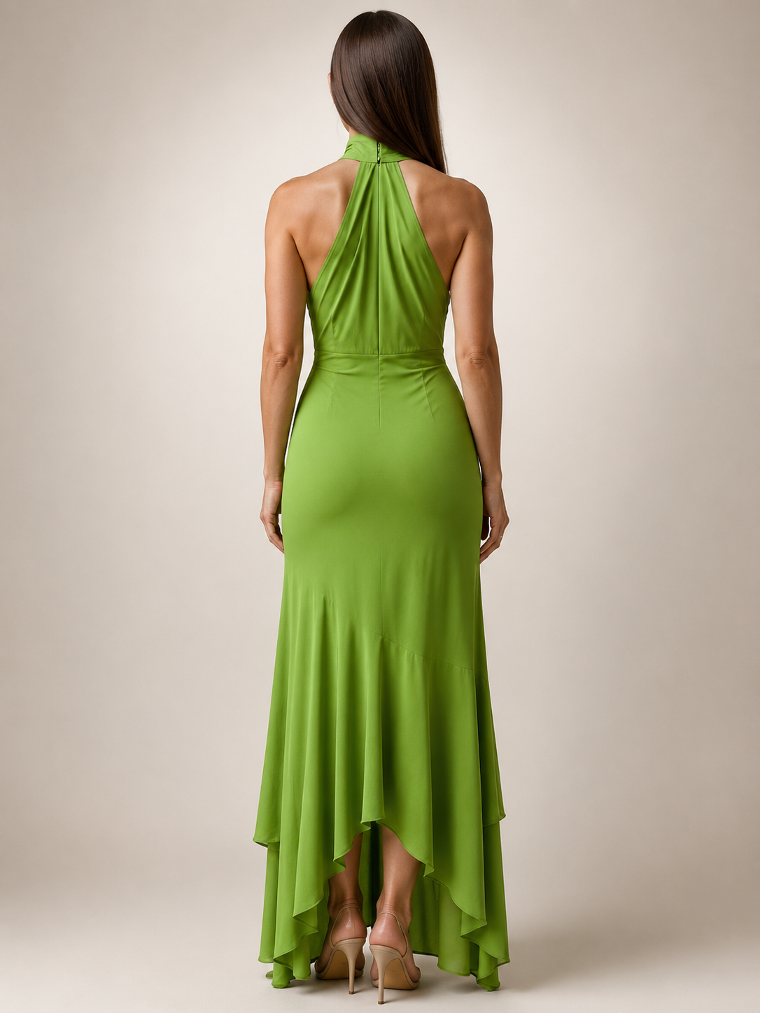 Vera | Vestido midi drapeado con cuello halter
