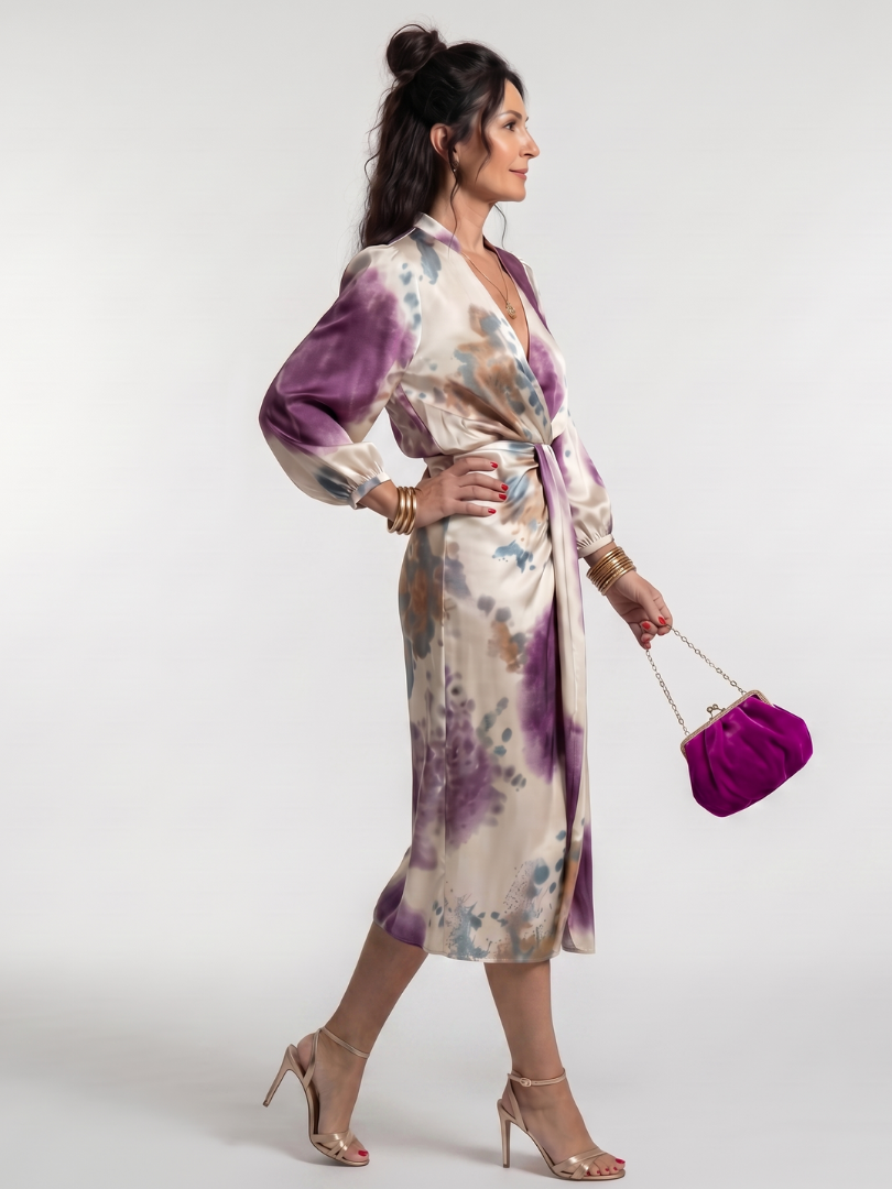 Marlies | Vestido midi cruzado con cinturón anudado