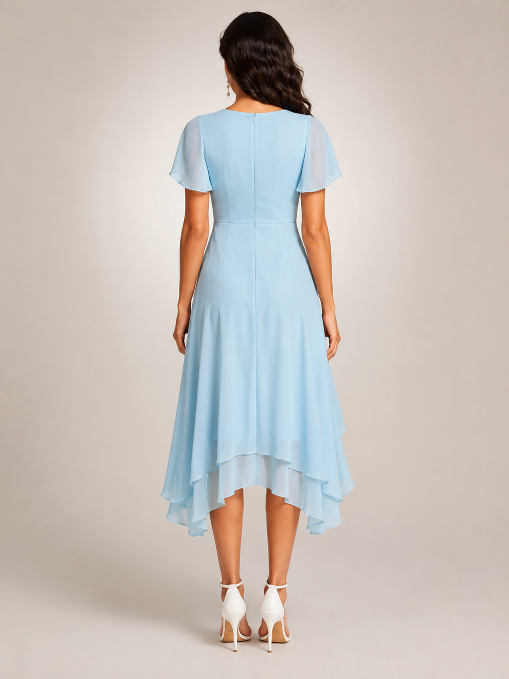 Reinhilde | Vestido maxi con bajo asimétrico y escote en V