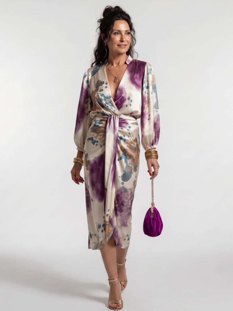 Marlies | Vestido midi cruzado con cinturón anudado