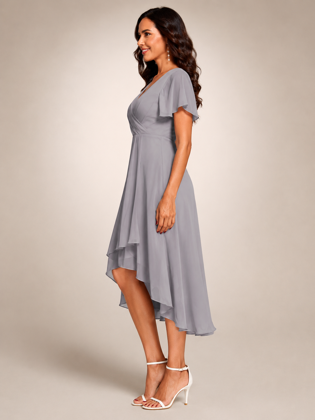 Reinhilde | Vestido maxi con bajo asimétrico y escote en V