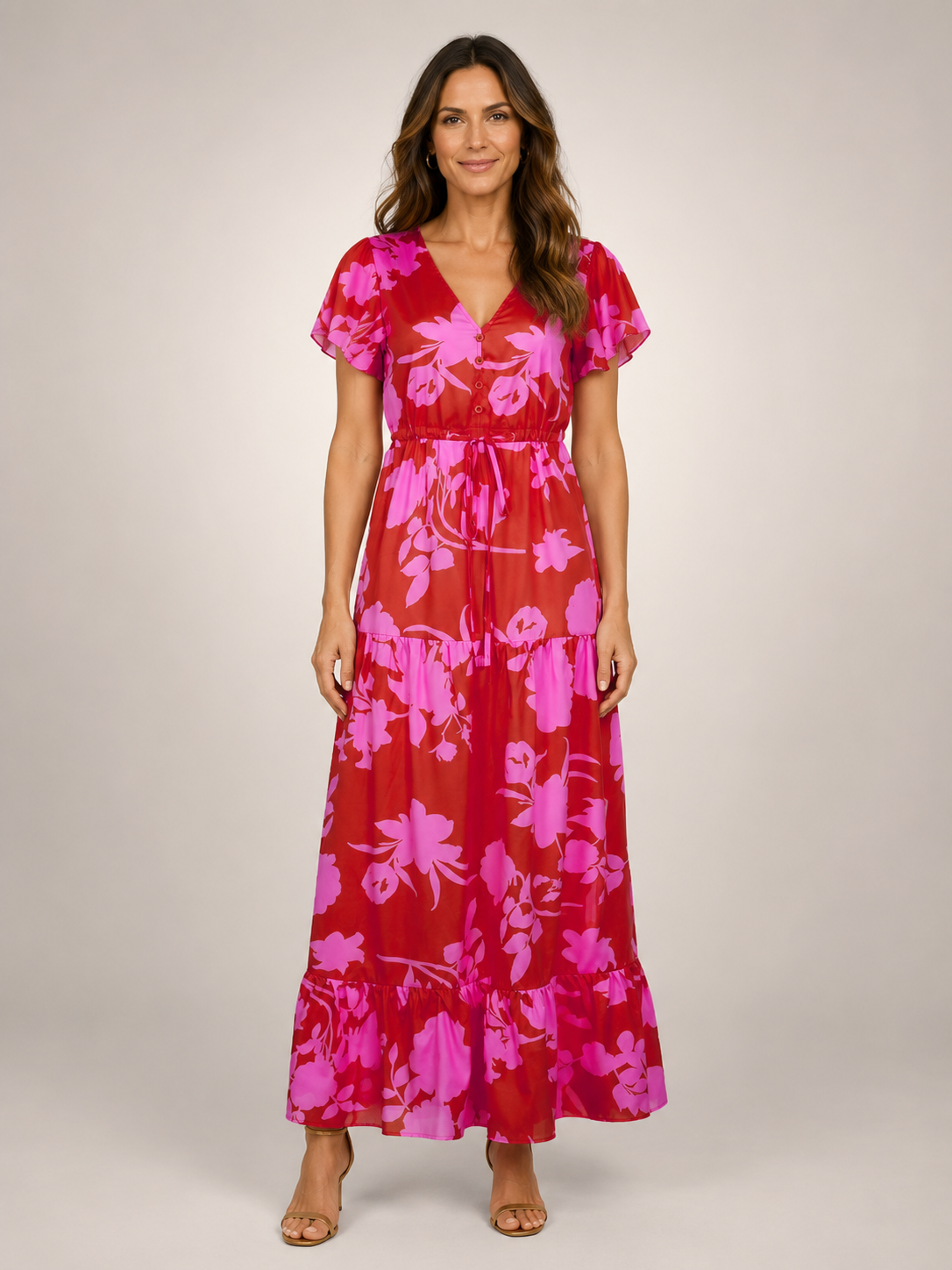 Dorothea | Vestido midi sin mangas con escote en V y volante