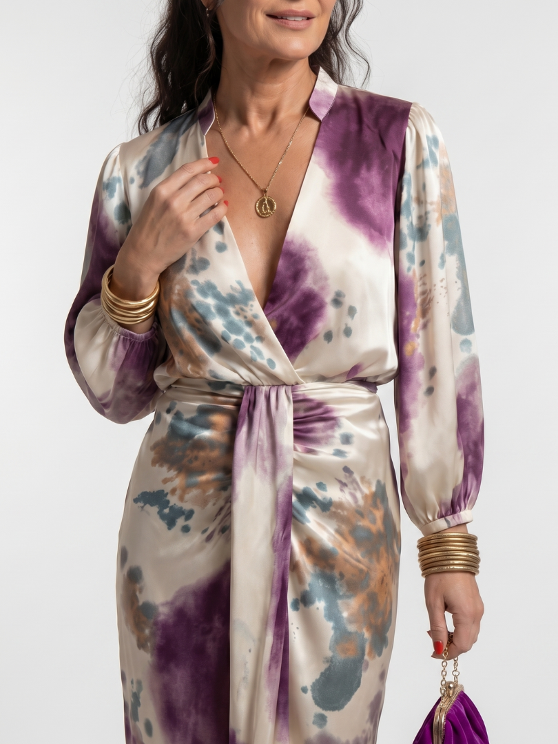 Marlies | Vestido midi cruzado con cinturón anudado