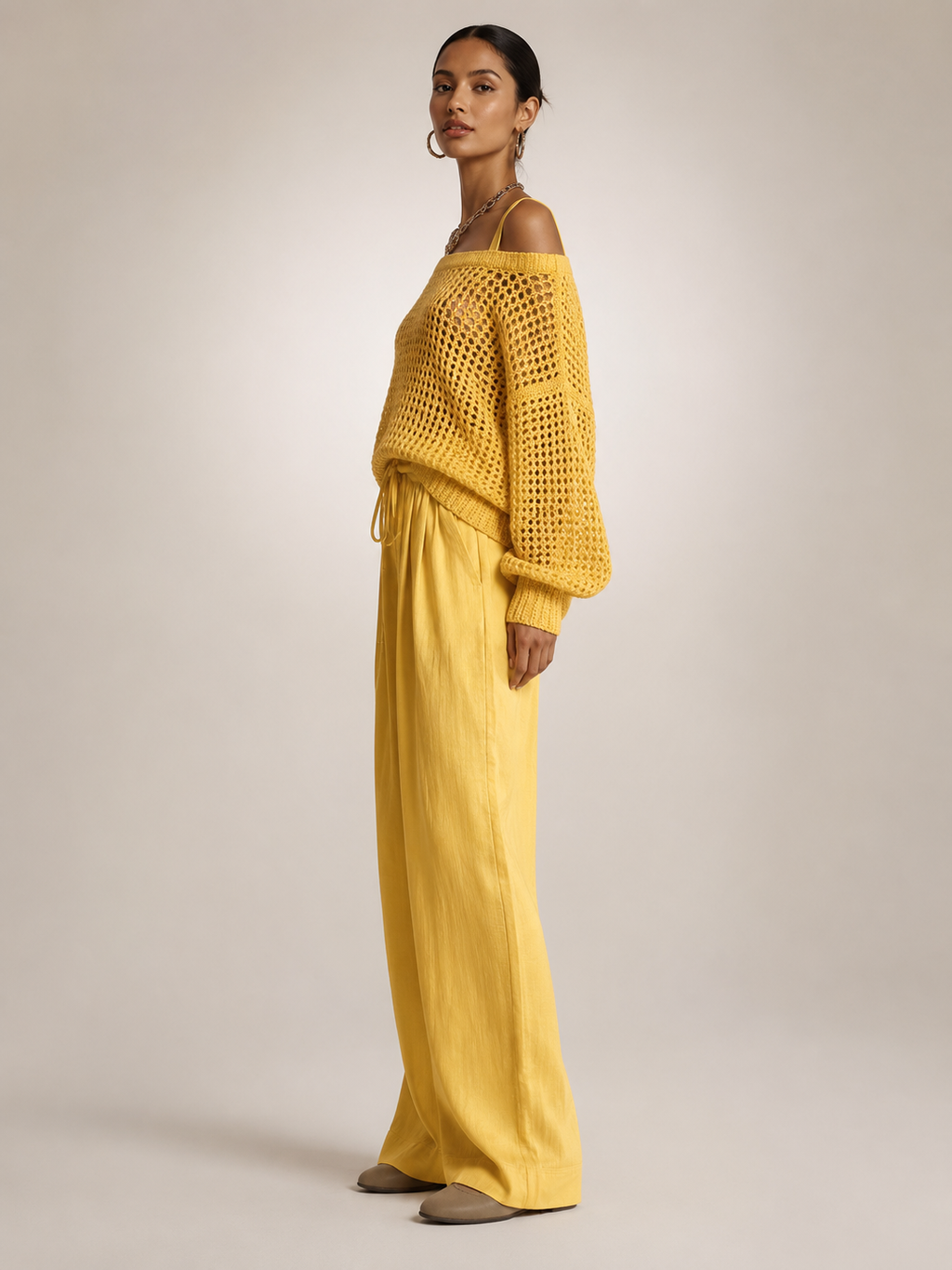 Herta | Conjunto de dos piezas off-shoulder con pantalón ancho