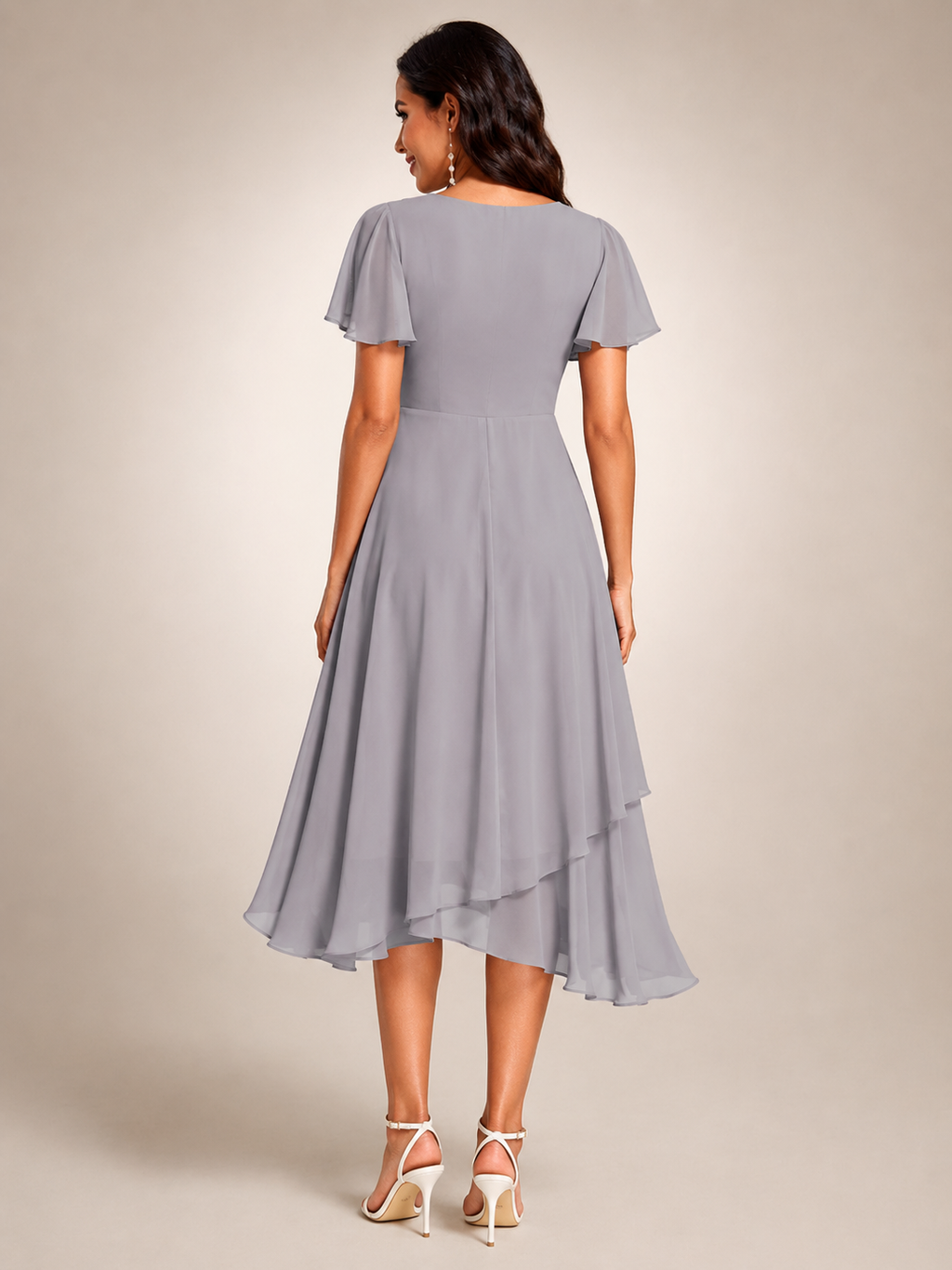 Reinhilde | Vestido maxi con bajo asimétrico y escote en V