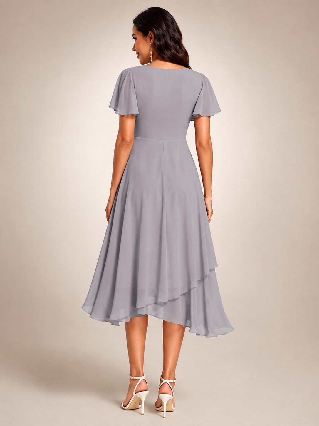 Reinhilde | Vestido maxi con bajo asimétrico y escote en V