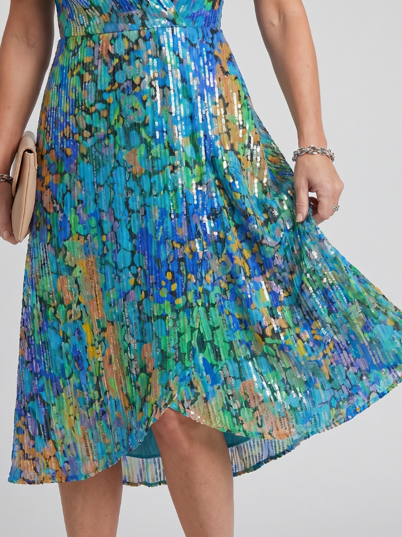 Flora | Vestido midi con mangas de vuelo y estampado floral