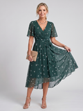 Flora | Vestido midi con mangas de vuelo y estampado floral