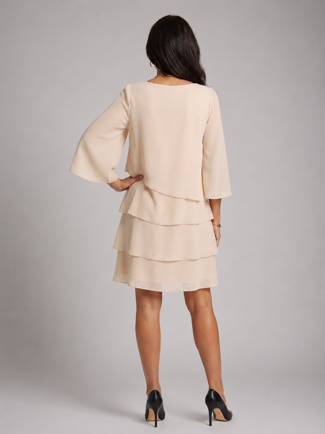 Elara | Vestido a la rodilla con mangas de volantes