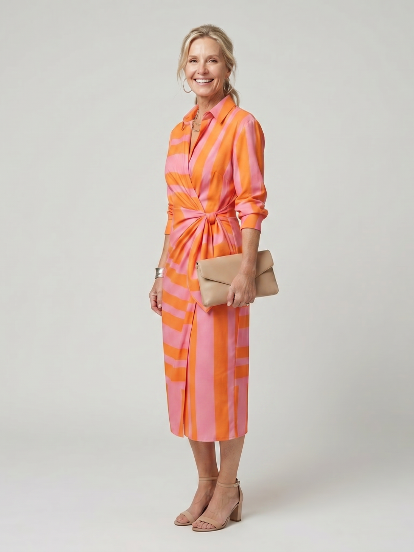 Nora | Vestido cruzado de manga larga con cuello