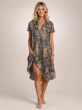 Klara | Vestido camisero corto floral con escote en V