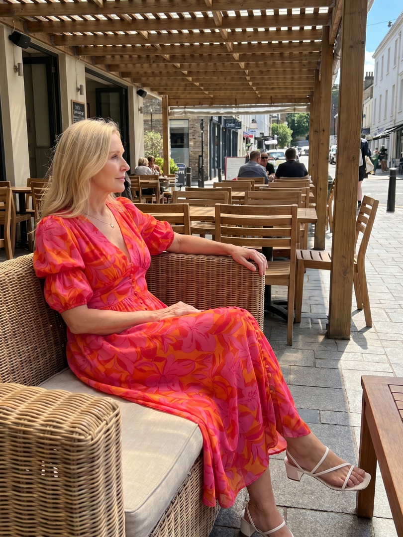 Petra | Vestido midi con mangas abullonadas y estampado floral