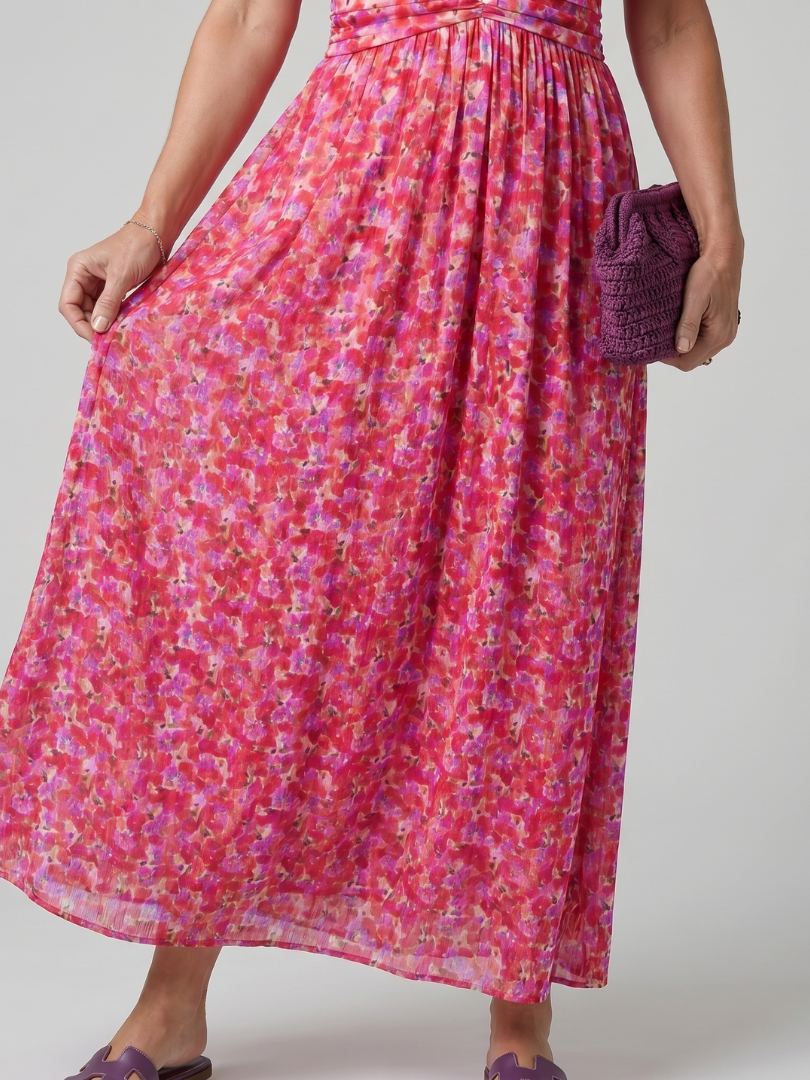 Hanna | Vestido midi con fino estampado de florecitas