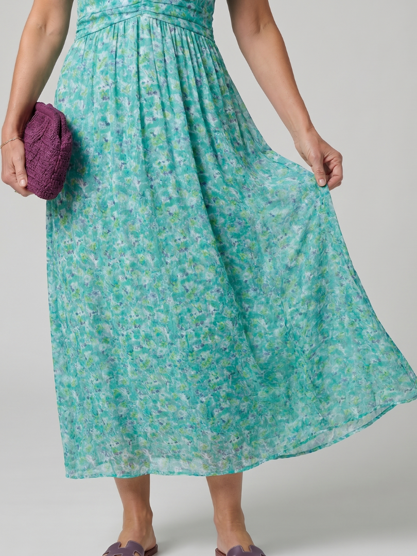 Hanna | Vestido midi con fino estampado de florecitas