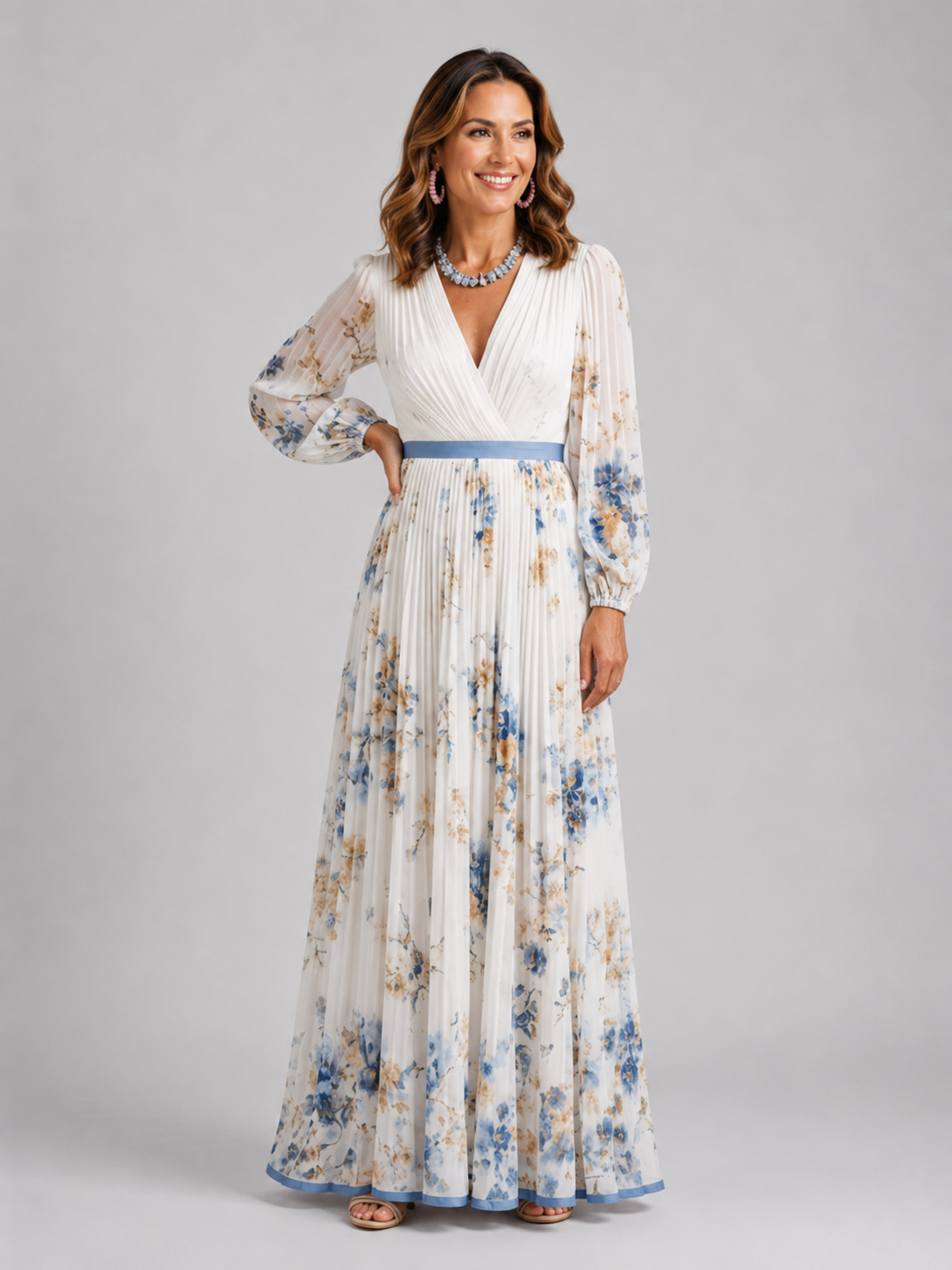 Romina | Vestido maxi de manga larga