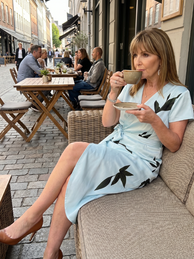 Maja | Vestido midi cruzado botánico con mangas de vuelo