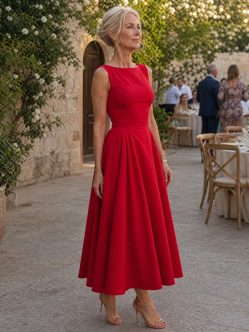 Gisela | Vestido midi sin mangas de corte entallado