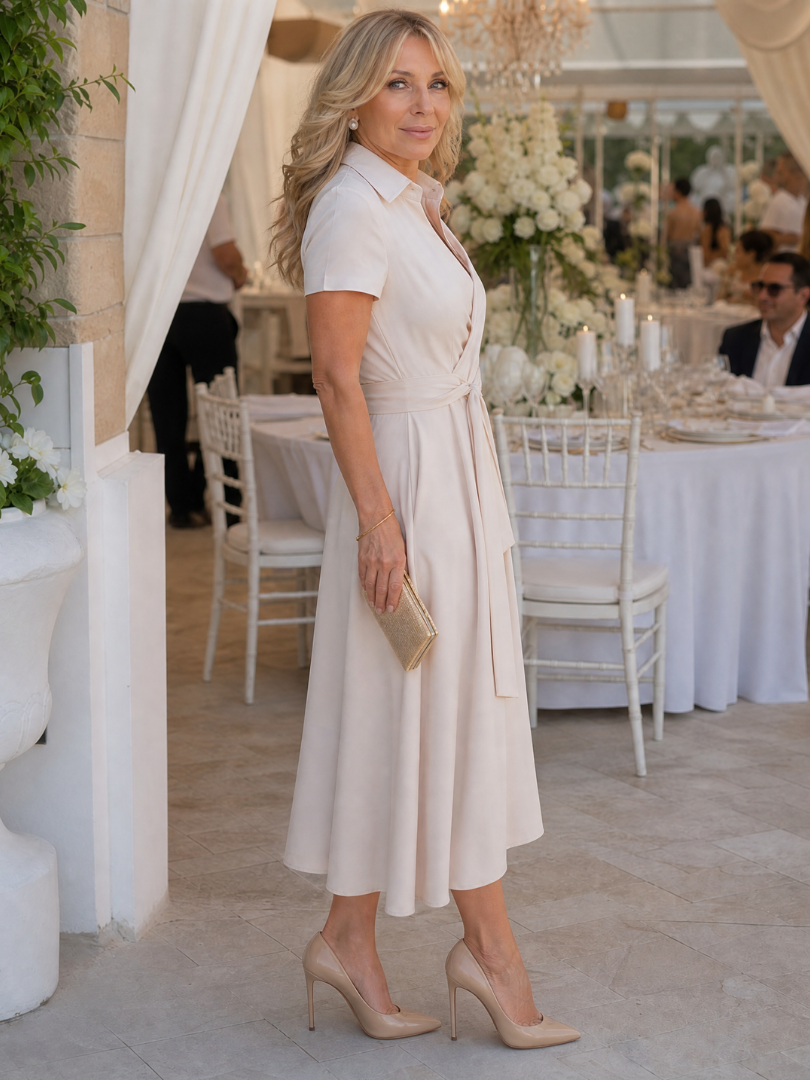 Ottilie | Vestido midi con cuello y efecto cruzado