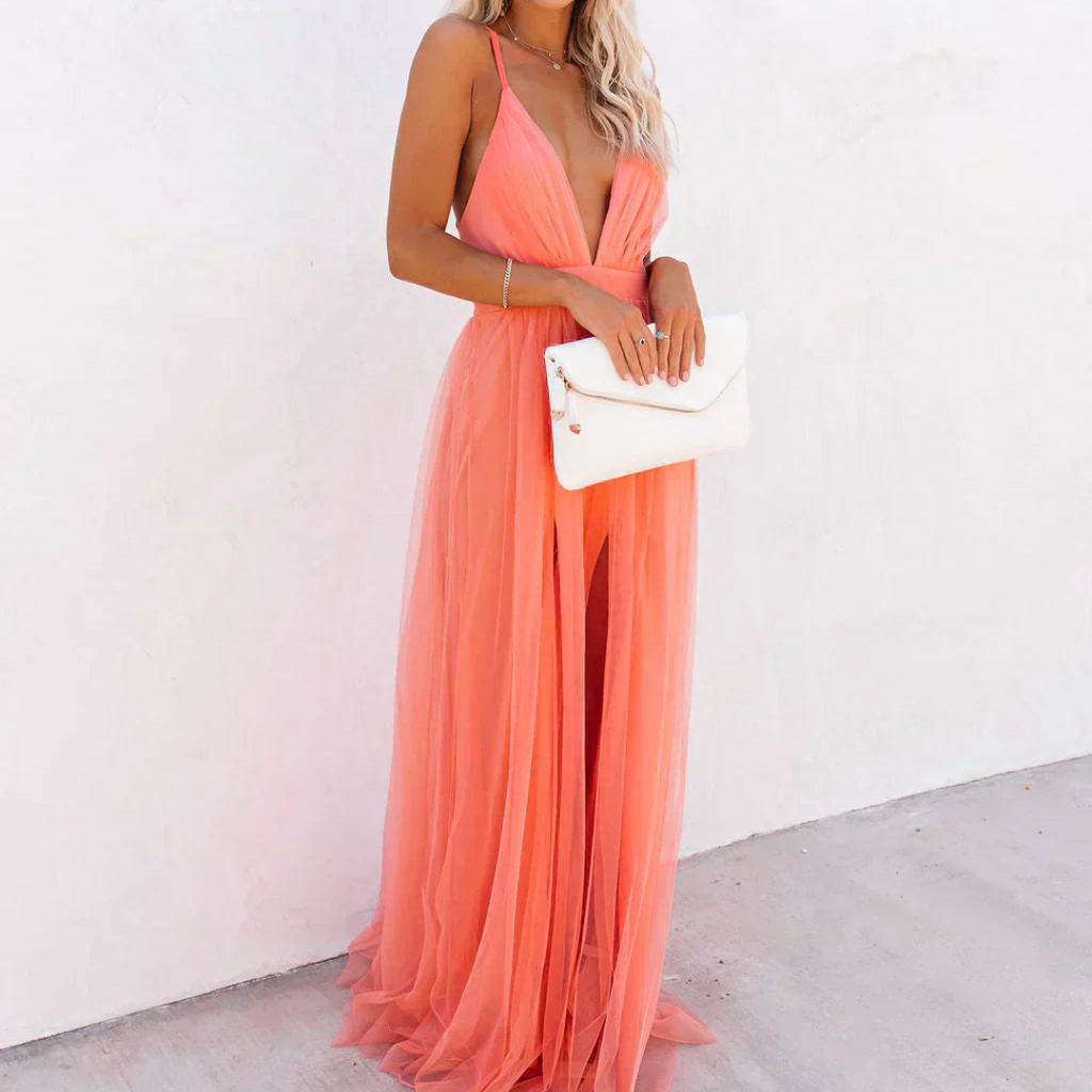 Elsera | Vestido Maxi Lumière Coral